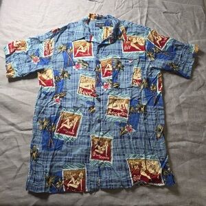 Marc Edwards Tiki Bar Mens L Tropical Hawaiian Shirt Short Sleeve